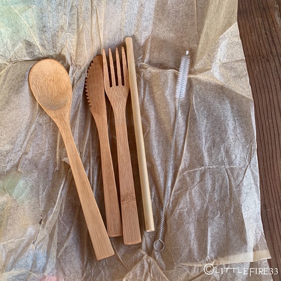 🎉HP🎉ORGANIC REUSABLE BAMBOO UTENSIL+STRAW SET🌱 - Picture 4 of 6